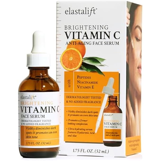 elastalift BONUS SIZE 1.75 FL OZ VITAMIN C SERUM FOR AGE SPOTS, WRINKLES, EXPRESSION LINES. ANTI-AGING SERUM W/VITAMIN C & HYALURONIC ACID BRIGHTENS SKIN & HELPS PROMOTE A HEALTHIER SKIN COMPLEXION - Image 1